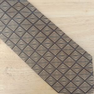 Altea Brown Geometric Tie with Blue Accents